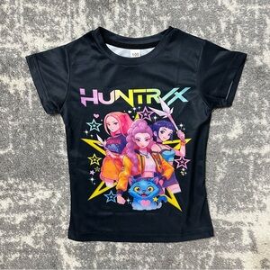 KPop Demon Hunters T-Shirt with Rumi, Mira & Zoey Black, 100, Age 4, “READ”